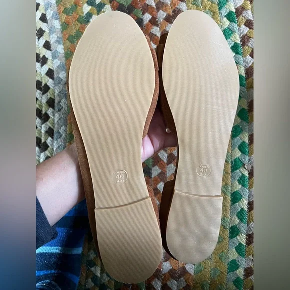 Avellini Brown Suede Peep Toe Flats with Buckle Made in Italy - Picture 7 of 12